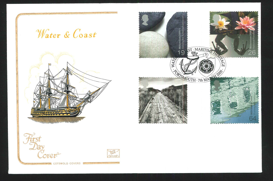 2000 Water & Coast First Day Cover - Maritime Heritage Portsmouth Postmark - Click Image to Close