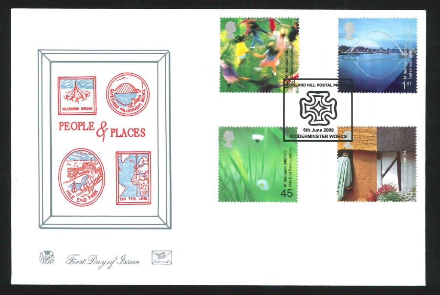 2000 People & Places First Day Cover - Rowland Hill, Kidderminster Postmark
