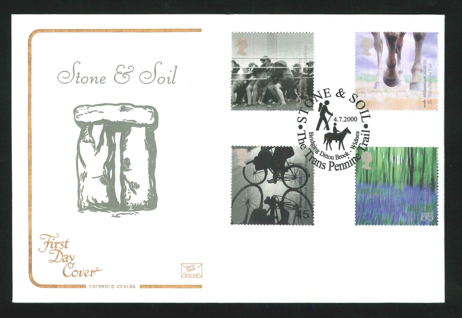 2000 Stone & Soil First Day Cover - Trans Pennine Trail Postmark