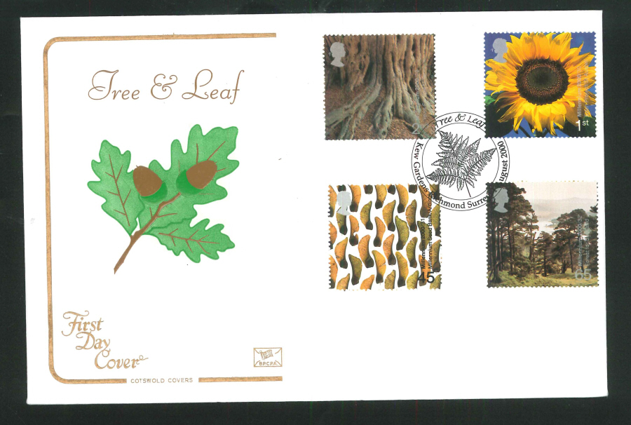 2000 Tree & Leaf First Day Cover - Kew Gardens (Fern) Postmark - Click Image to Close