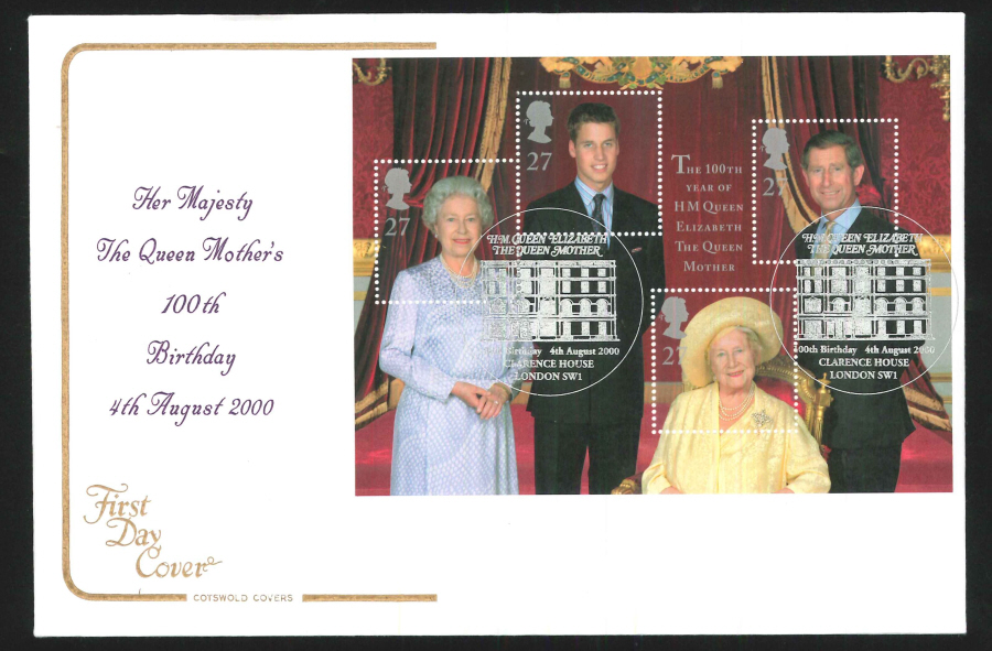 2000 Queen Mother First Day Cover - Clarence House London SW1 Postmark