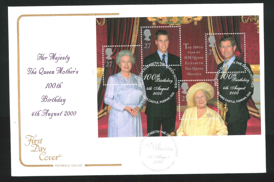 2000 Queen Mother 100th Birthday First Day Cover - Clamis Postmark - Click Image to Close