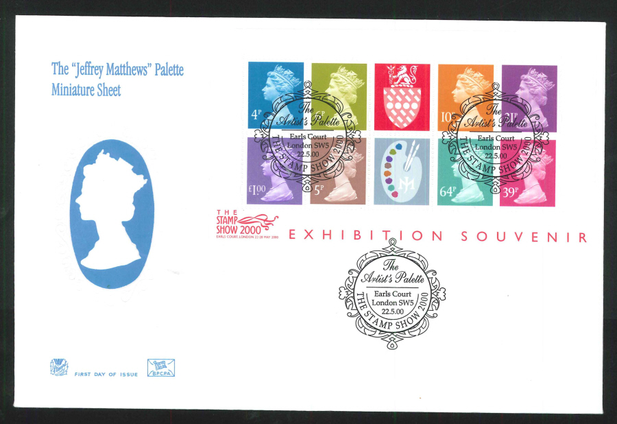 2000 Jeffrey Mathews Palette First Day Cover - Earls Court Postmark - Click Image to Close