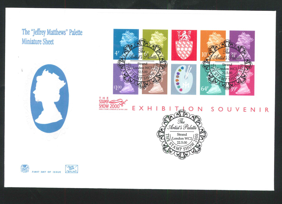 2000 Jeffrey Mathews Palette First Day Cover - Strand London WC2 Postmark