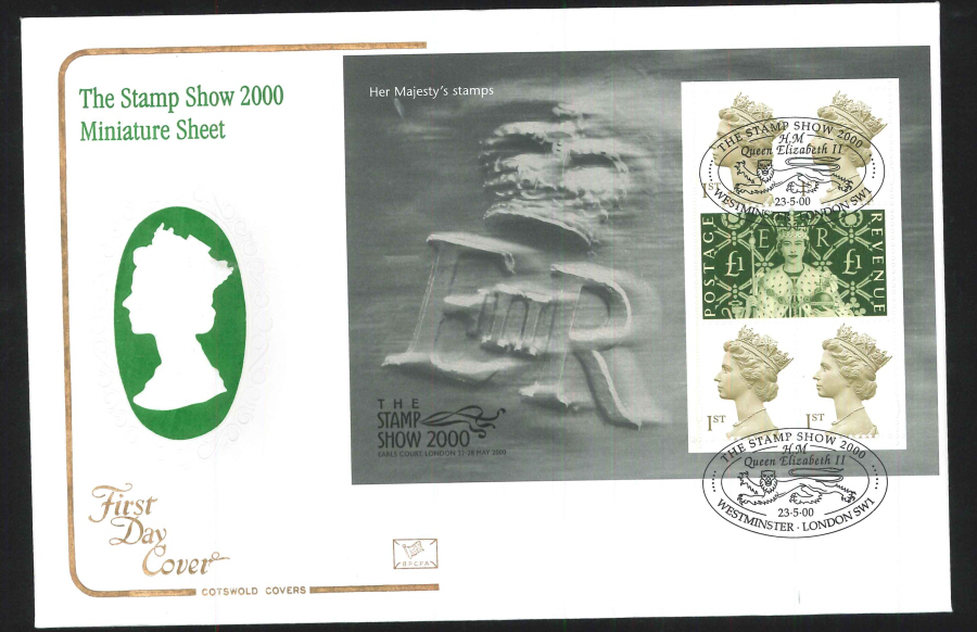 2000 The Queen's Stamps First Day Cover - Stamp Show, Westminster Postmark
