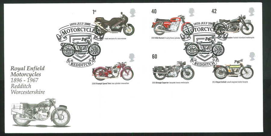 2005 British Motorcycles First Day Cover - Redditch, Worcs Postmark - Click Image to Close