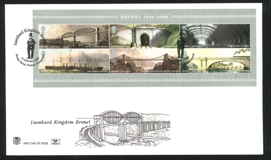 2006 Brunel First Day Cover Mini Sheet - Portsea, Portsmouth Postmark - Click Image to Close