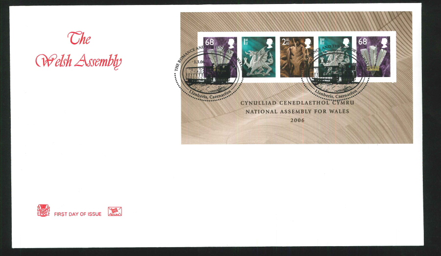 2006 Welsh Assembley First Day Cover Mini Sheet - Llanberis, Caernarfon Postmark - Click Image to Close