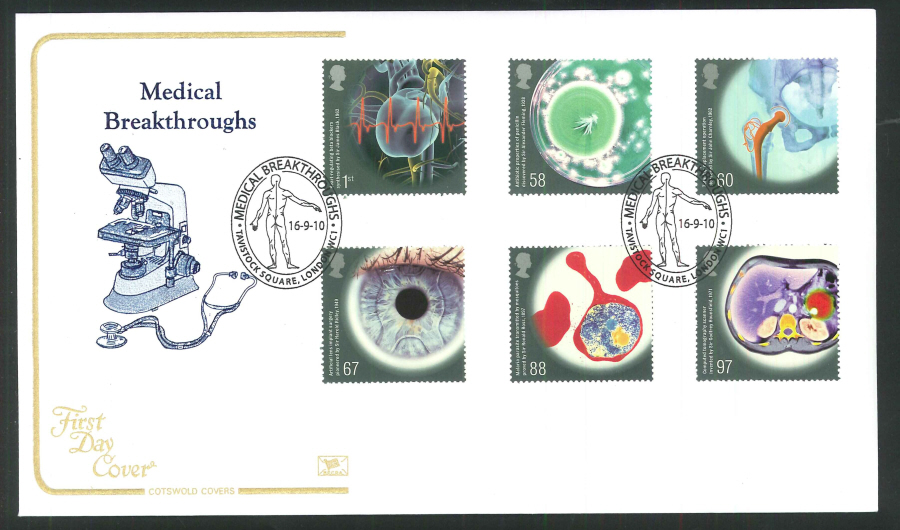 2010 Medical Breakthroughs First Day Cover, Tavistock Square Postmark