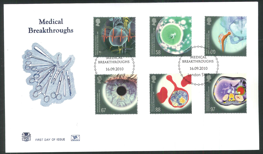 2010 Medical Breakthroughs First Day Cover, London SW7 Postmark - Click Image to Close
