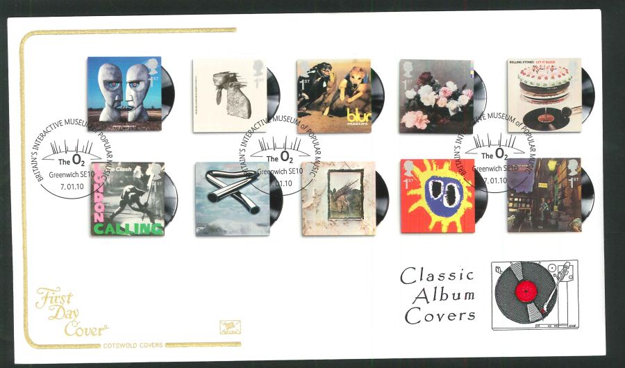 2010 Classic Album Covers First Day Cover, O2 Greenwich Postmark