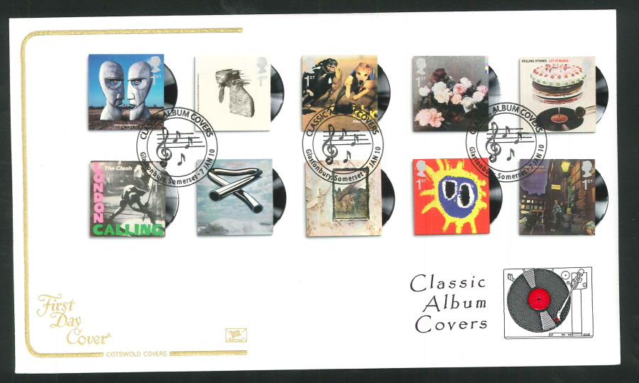 2010 Classic Album Covers First Day Cover, Glastonbury Postmark
