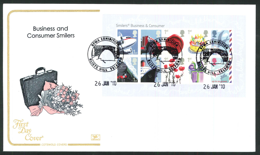 2010 Business and Consumer Smilers First Day Cover, Blists Hill, Telford Postmark