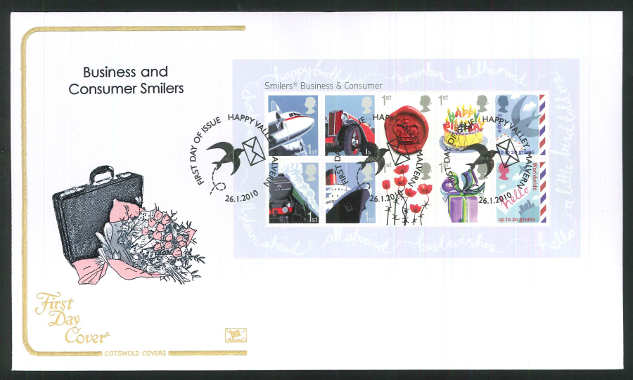 2010 Business and Consumer Smilers First Day Cover, Happy Valley Malvern Postmark