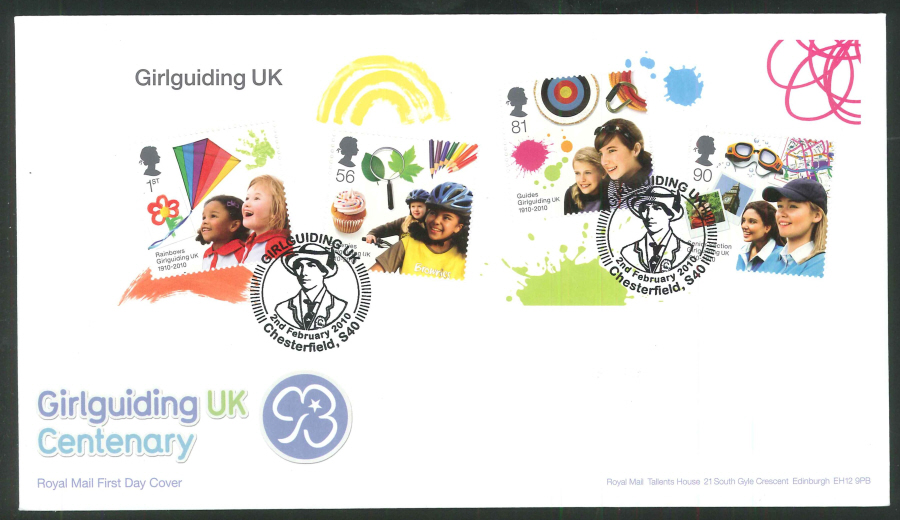 2010 Girlguiding UK First Day Cover, Chesterfield S40 Postmark - Click Image to Close