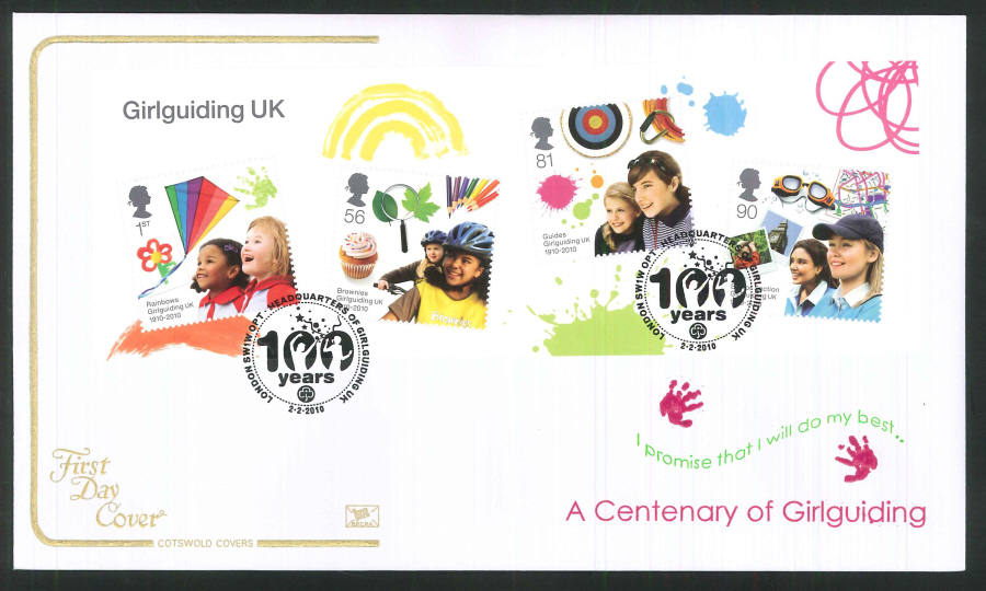 2010 Girlguiding UK First Day Cover, HQ London SW1 OPT Postmark