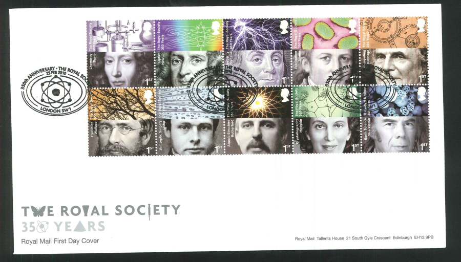 2010 The Royal Society First Day Cover, 350th Anniversary/ London SW1 Postmark - Click Image to Close
