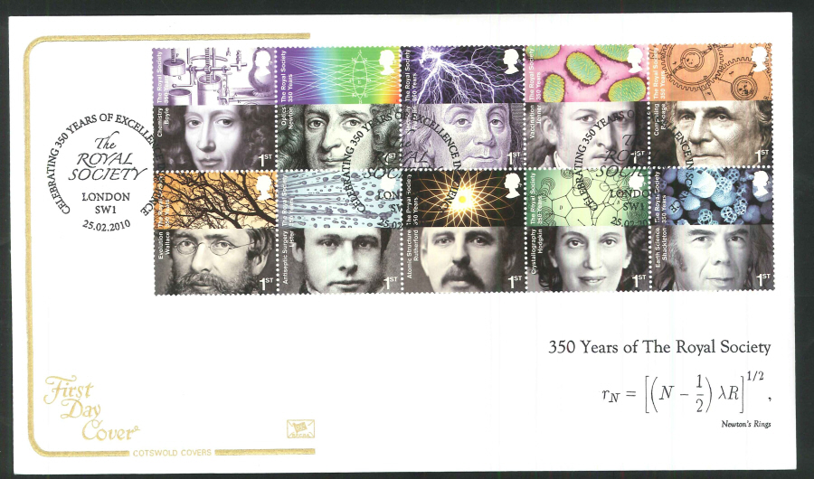 2010 The Royal Society First Day Cover, London Postmark