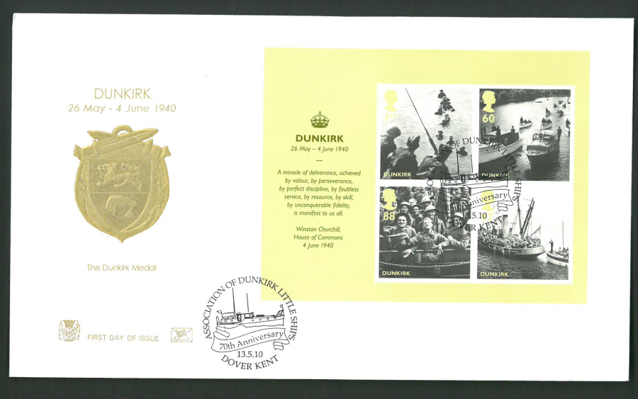 2010 Stuart F D C Dunkirk M/S Dunkirk Little Ships Dover Postmark