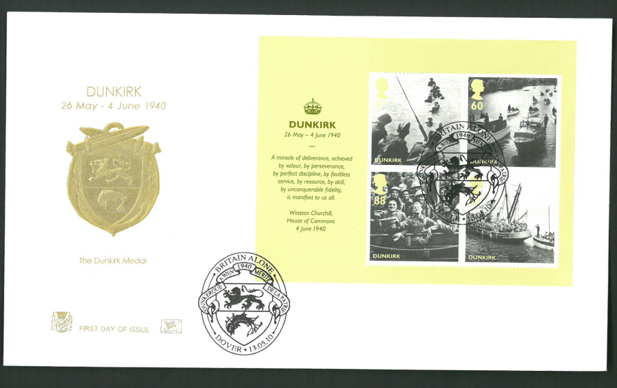 2010 Stuart F D C Dunkirk M/S Britain Alone Dover Postmark