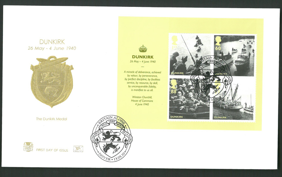 2010 Stuart F D C Dunkirk M/S Britain Alone Dover Postmark - Click Image to Close