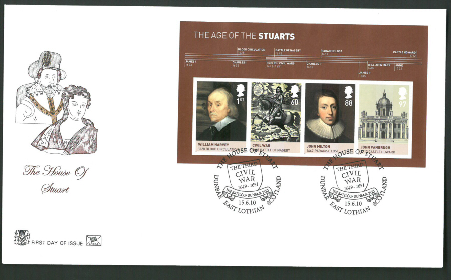 2010 Stuart F D C House of Stuart- Dunbar East Lothian Postmark