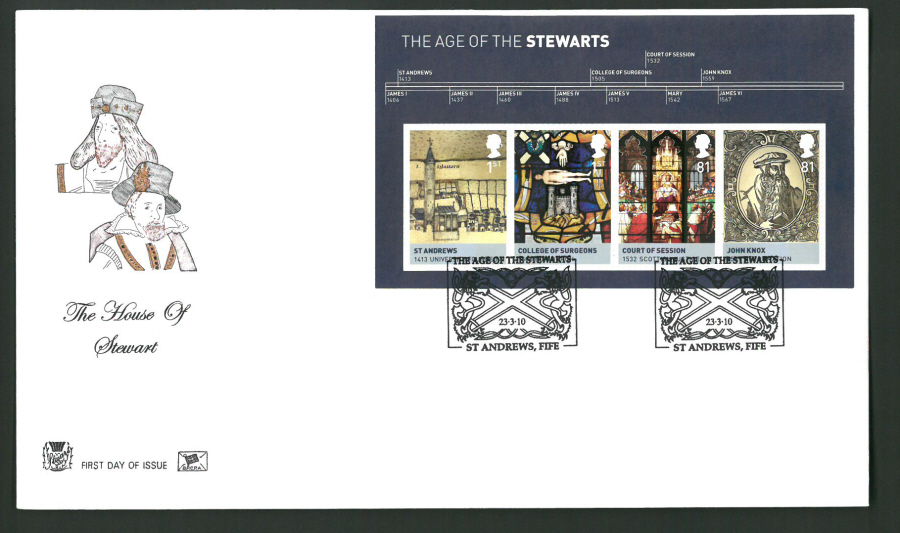 2010 Stuart F D C House of Stewart- St Andrews,Fife Postmark