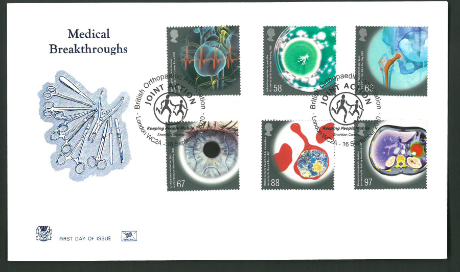 2010 Stuart F D C Medical Breakthroughs Brit Orthopopaedic Assn London WC2A Postmark - Click Image to Close