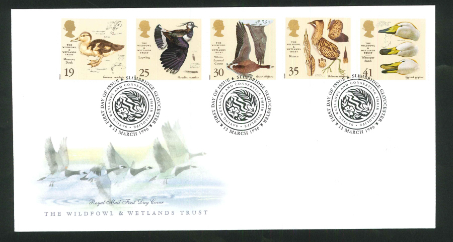 1996 The Wildfowl & Welands Trust First Day Cover, First Day Slimbridge Handstamp