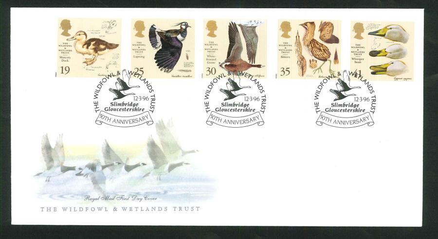 1996 The Wildfowl & Welands Trust First Day Cover, 50th. Anniversary Slimbridge Handstamp