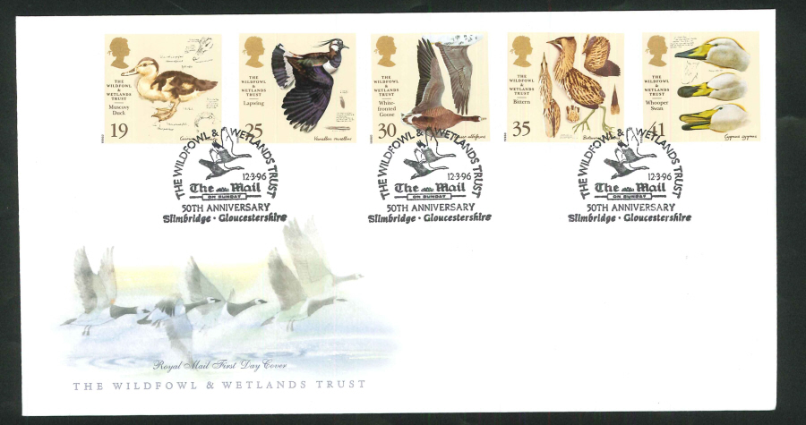 1996 The Wildfowl & Welands Trust First Day Cover, W & W Trust Slimbridge Handstamp