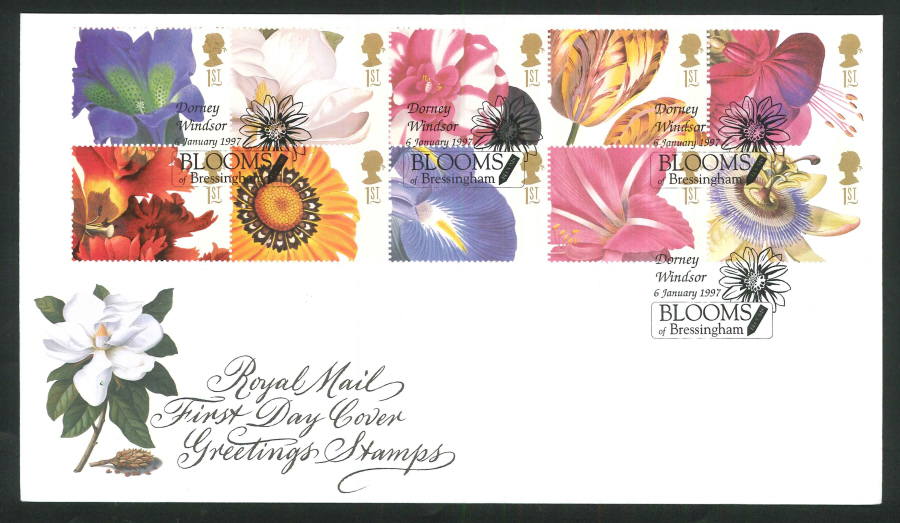 1997 Greetings Royal Mail FDC Blooms of Bressingham Windsor