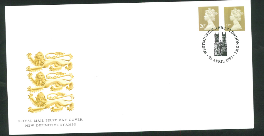 1997 Gold Definitive FDC Westminster Abbey SW1 Handstamp