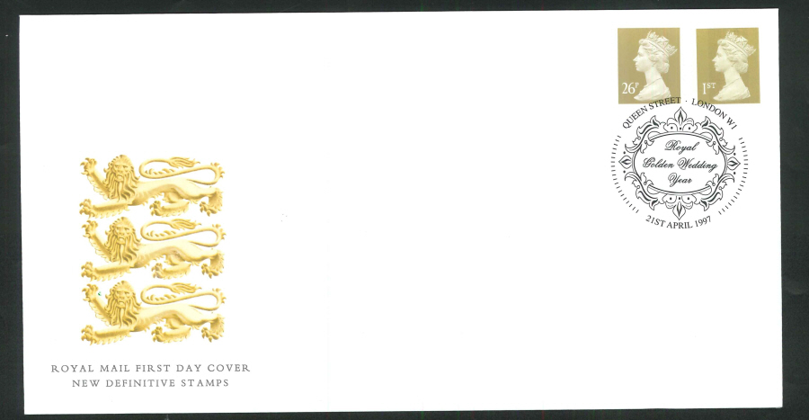 1997 Gold Definitive FDC Queen St London W1 Handstamp