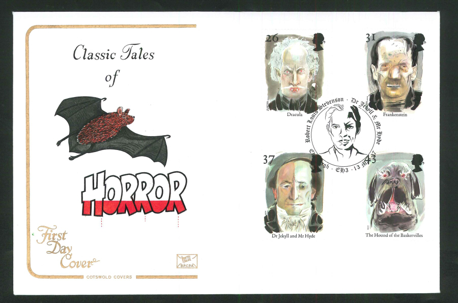 1997 Horror FDC Robert Louis Stevenson Edinburgh Handstamp