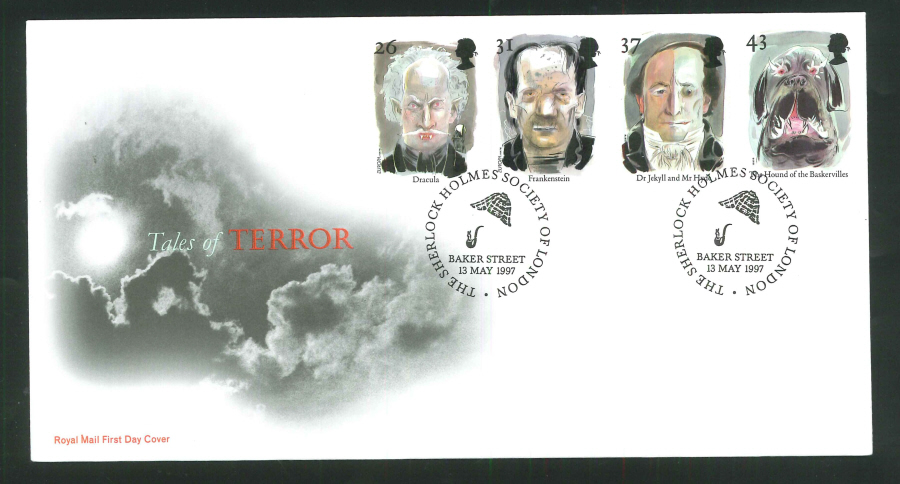 1997 Horror FDC Baker Street Sherlock Holmes Society Handstamp