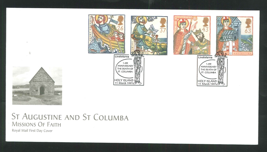 1997 Missions of Faith FDC Lindisfarne Holy Island Handstamp - Click Image to Close