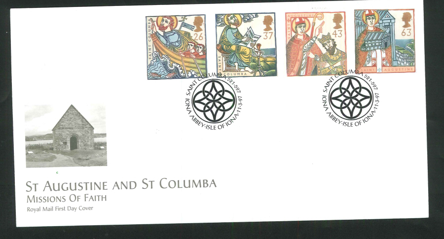 1997 Missions of Faith FDC St Columba Isle of Iona Handstamp