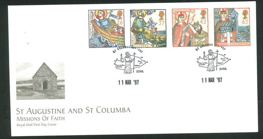 1997 Missions of Faith FDC St Columba 521-597 Iona Handstamp