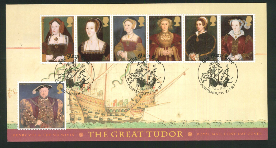 1997 Tudor FDC Mary Rose Portsmouth Handstamp