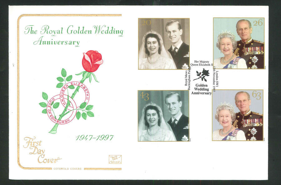 1997 Golden Wedding FDC Buckingham Palace SW1 Handstamp