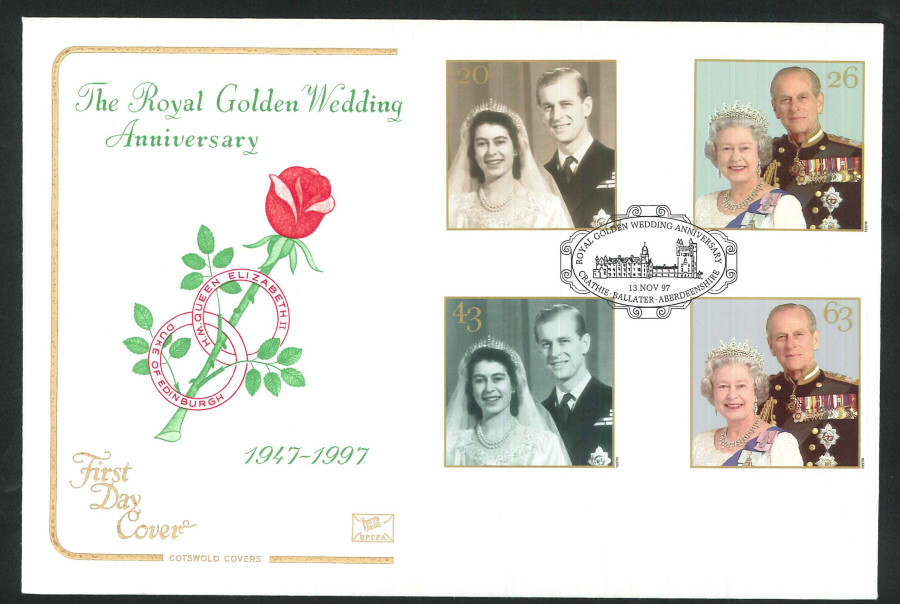 1997 Golden Wedding FDC Crathie Aberdeenshire Handstamp