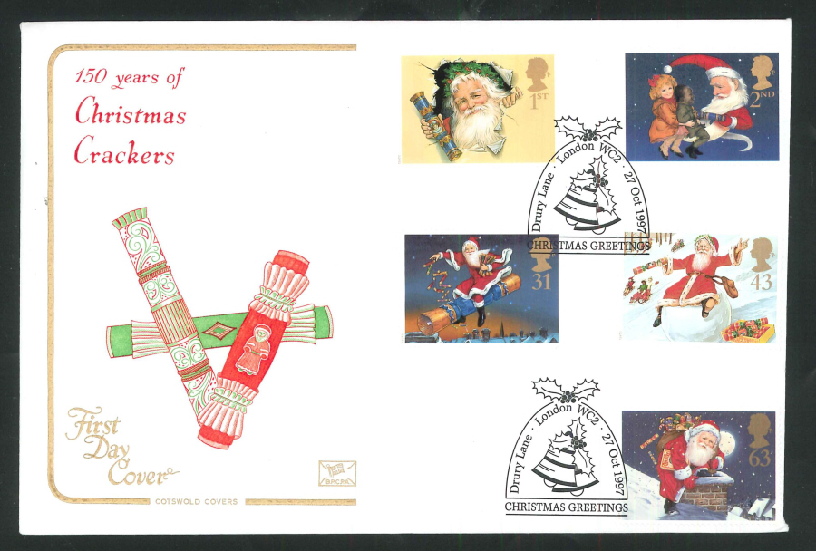 1997 Christmas FDC Drury Lane London Handstamp - Click Image to Close