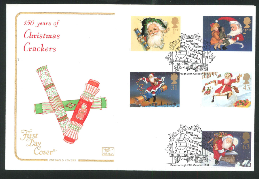 1997 Christmas FDC Nene Valley Peterborough Handstamp