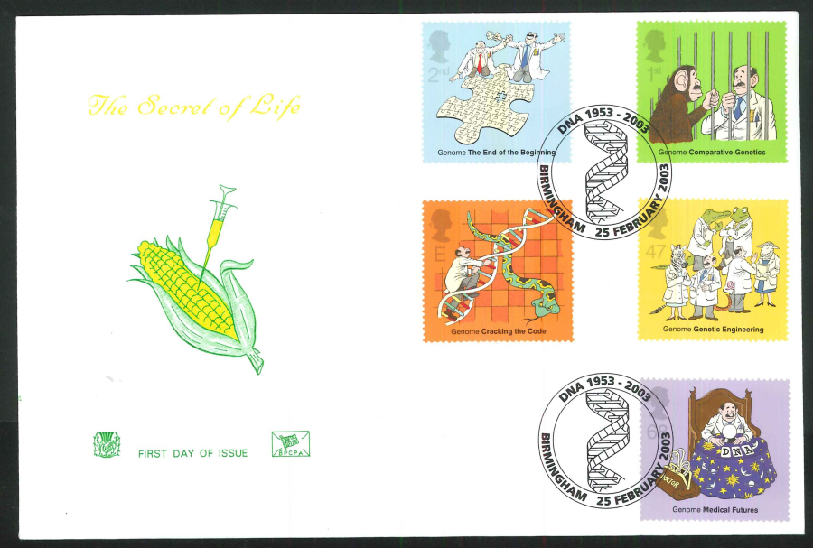 2003 DNA F D C Birmingham Handstamp - Click Image to Close