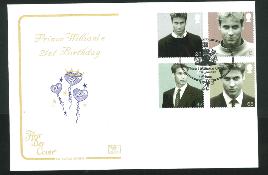 2003 Prince William F D C Windsor Handstamp