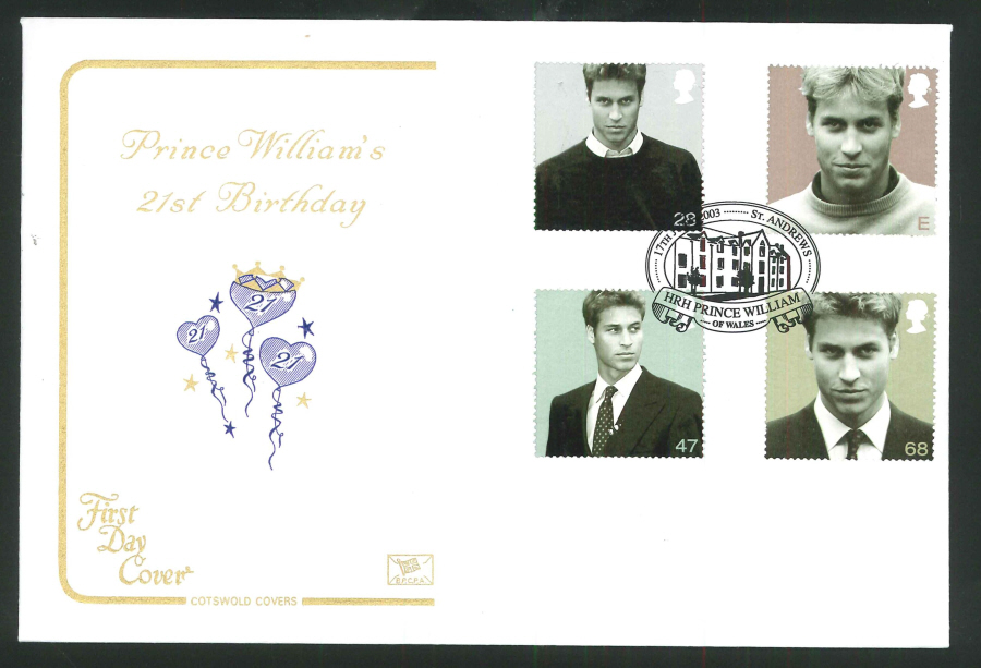 2003 Prince William F D C St Andrews Handstamp