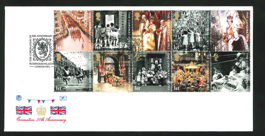 2003 Coronation Anniv. F D C Buckingham Pal Rd Handstamp - Click Image to Close