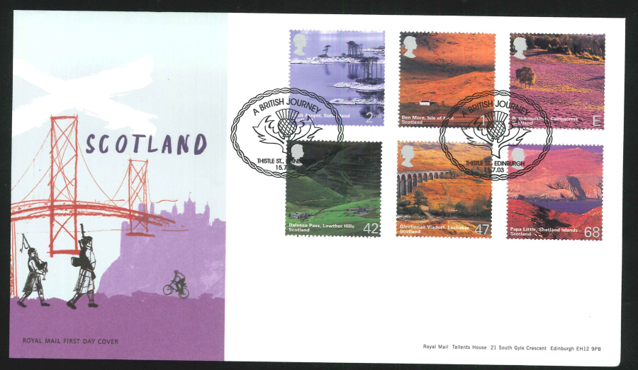 2003 Scotland F D C Thistle St Edinburgh Handstamp