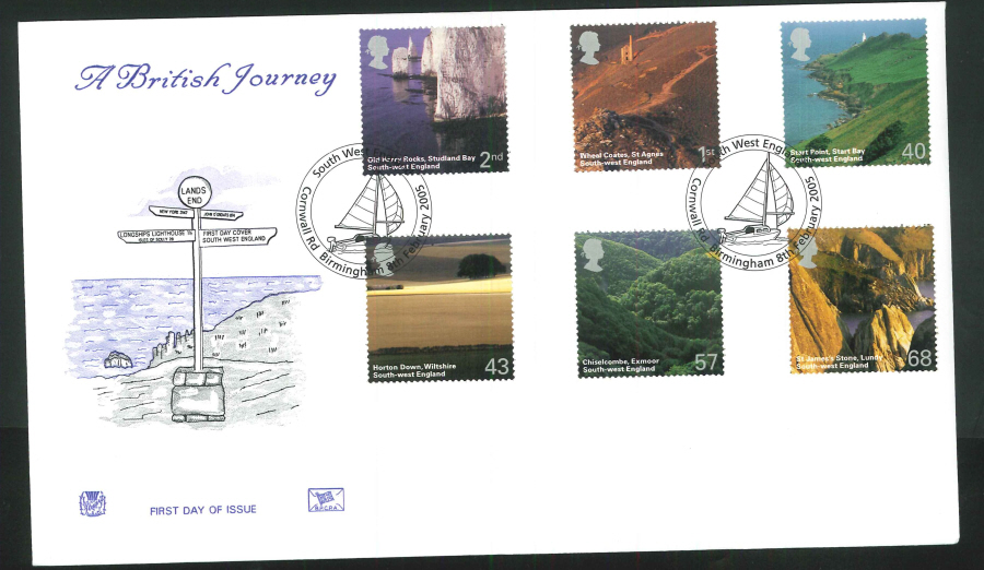 2005 S West England FDC Cornwall Rd Birmingham Handstamp - Click Image to Close